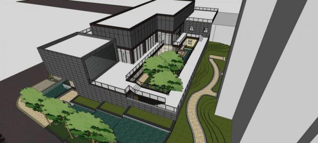 Sketchup商业模型|多层会所，商业建筑，现代风格