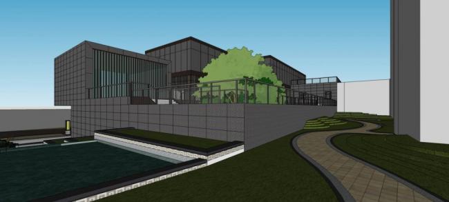 Sketchup商业模型|多层会所，商业建筑，现代风格