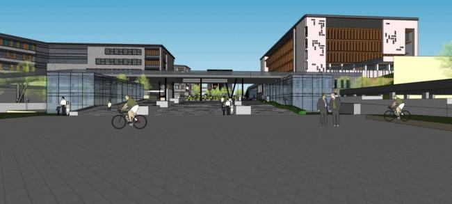 Sketchup学校模型|昆明工业职业技术学院，多层学校，新中式风格，教育建筑