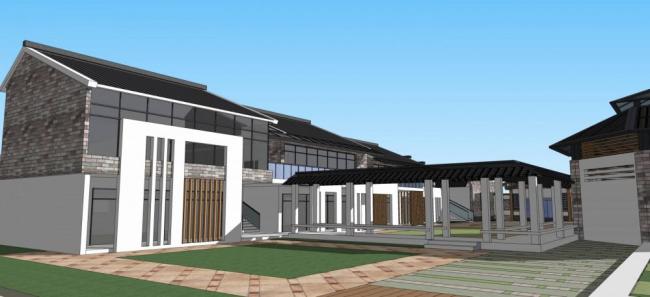 Sketchup学校模型|多层幼儿园，中式风格，学校，教育建筑