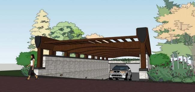 Sketchup素材模型|地下车库入口，现代风格