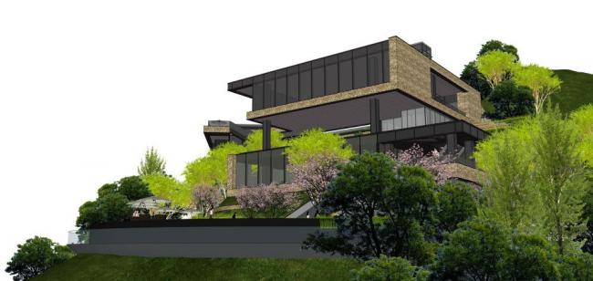 Sketchup商业模型|多层山地会所，商业建筑，现代风格