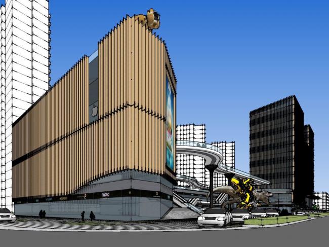 Sketchup综合体模型|多层商业综合体，现代风格