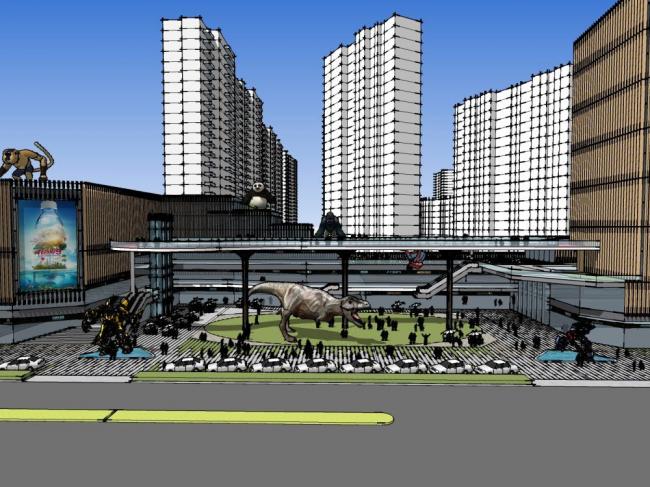 Sketchup综合体模型|多层商业综合体，现代风格