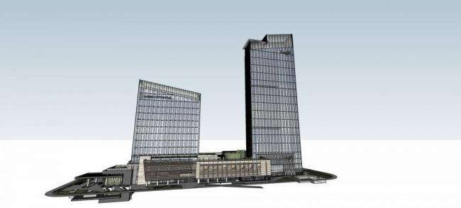 Sketchup酒店模型|杭州龙湖下沙洲际国际酒店，超高层，办公，现代风格
