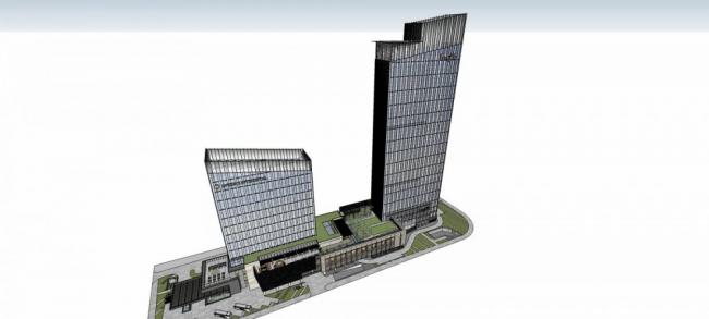 Sketchup酒店模型|杭州龙湖下沙洲际国际酒店，超高层，办公，现代风格