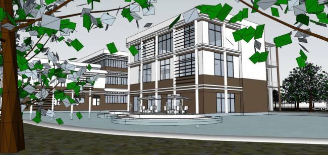 Sketchup商业模型|多层会所，商业建筑，现代风格