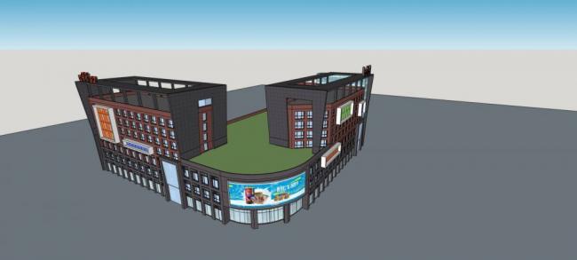 Sketchup综合体模型|多层商业综合体，现代风格，酒店办公，商场，商业裙房
