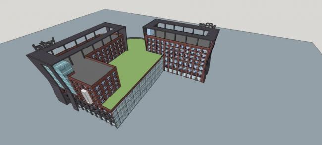 Sketchup综合体模型|多层商业综合体，现代风格，酒店办公，商场，商业裙房