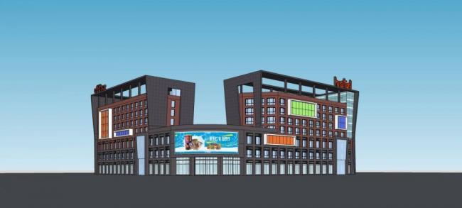 Sketchup综合体模型|多层商业综合体，现代风格，酒店办公，商场，商业裙房