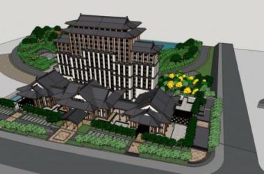 Sketchup酒店模型|南湖德胜和酒店，办公，高层，中式风格-BIM建筑网
