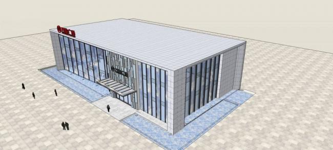 Sketchup商业模型|万达广场销售中心，现代风格，单层，商业建筑