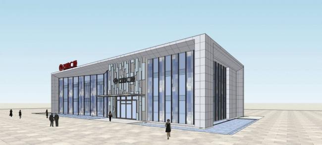 Sketchup商业模型|万达广场销售中心，现代风格，单层，商业建筑