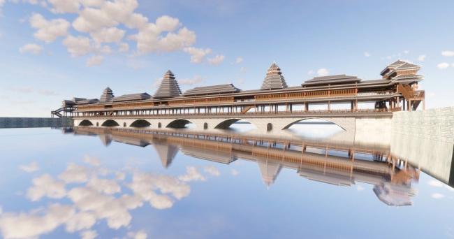 Sketchup车站路桥|风雨桥，土家风格，中式风格