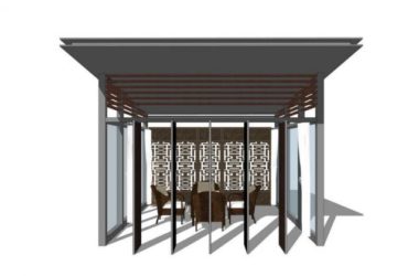 Sketchup小品模型|廊架，新中式风格，小品，亭子-BIM建筑网