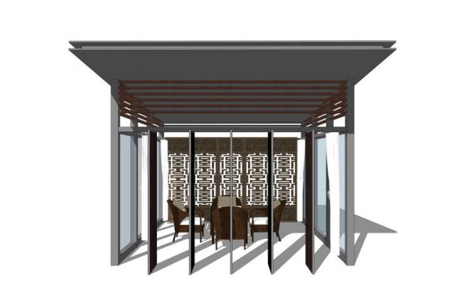 Sketchup小品模型|廊架，新中式风格，小品，亭子