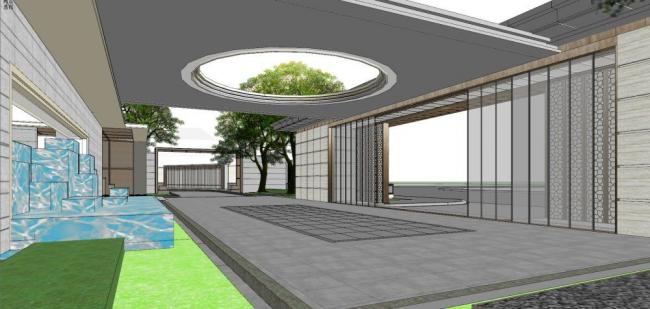 Sketchup商业模型|多层售楼处，商业建筑，现代风格