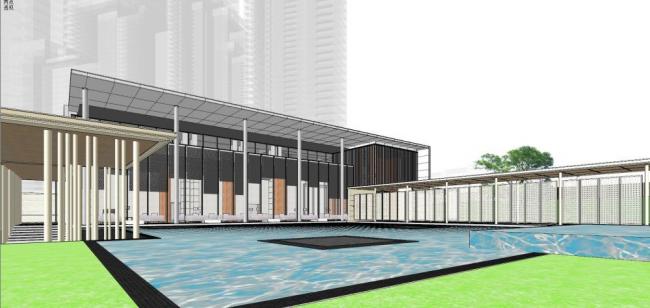 Sketchup商业模型|多层售楼处，商业建筑，现代风格