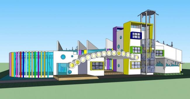 Sketchup学校模型|多层幼儿园，现代风格，教育建筑