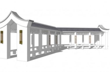 Sketchup素材模型|廊架，新中式风格-BIM建筑网