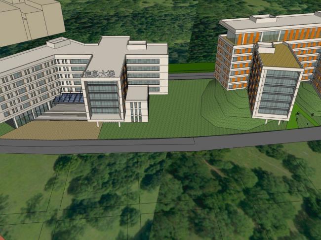 Sketchup学校模型|多层学校，教学楼，教育基地，现代风格