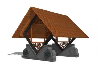 Sketchup小品模型|新中式风格，廊架，小品，景观亭子-BIM建筑网