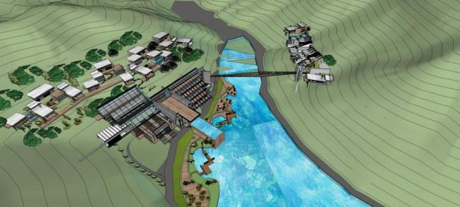 Sketchup酒店模型|梅红新都度假酒店，山地别墅，多层，现代风格