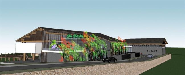 Sketchup商业模型|群体会所，多层，北方，新中式风格，商业建筑