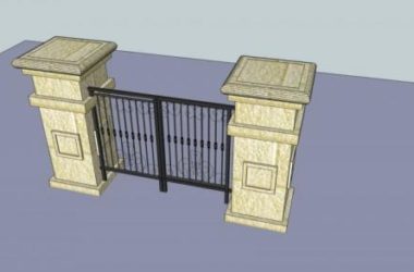 Sketchup素材模型|庭院大门，建筑构件，古典风格-BIM建筑网