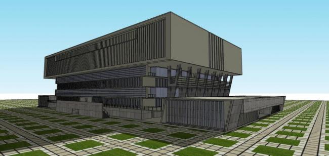 Sketchup文化模型|多层图书馆，文化建筑，现代风格