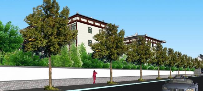 Sketchup学校模型|中医专科学校，多层教学楼，中式风格，教育建筑