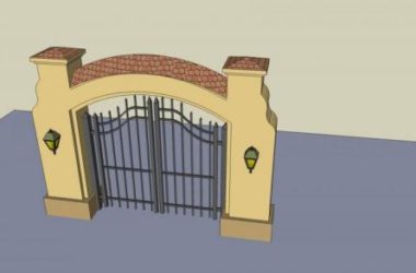 Sketchup素材模型|建筑构件，庭院大门，欧式-BIM建筑网