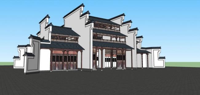 Sketchup商业模型|多层商业楼，徽派，古建，中式风格