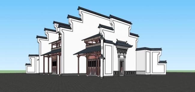 Sketchup商业模型|多层商业楼，徽派，古建，中式风格