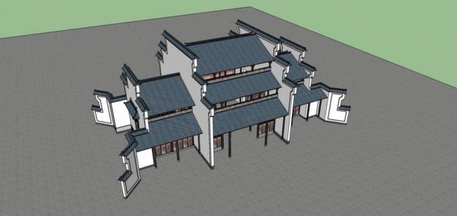 Sketchup商业模型|多层商业楼，徽派，古建，中式风格