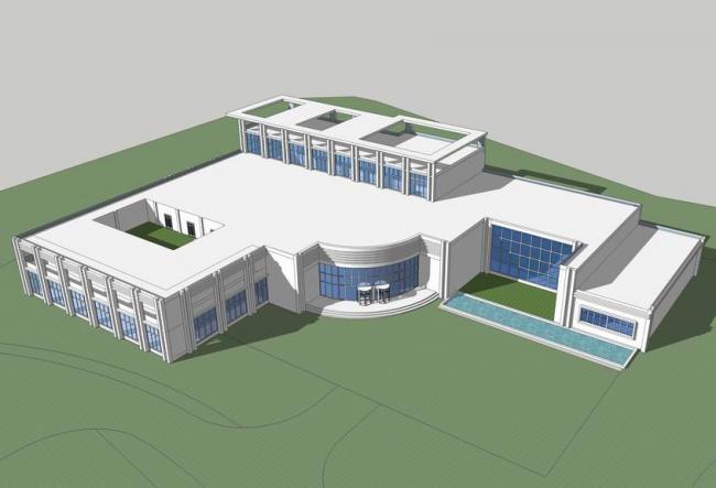 Sketchup商业模型|L型会所，多层商业会所，现代风格