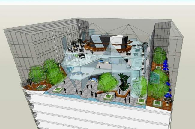 Sketchup商业模型|超高层顶部高档会所，顶层会所，现代风格，商业建筑