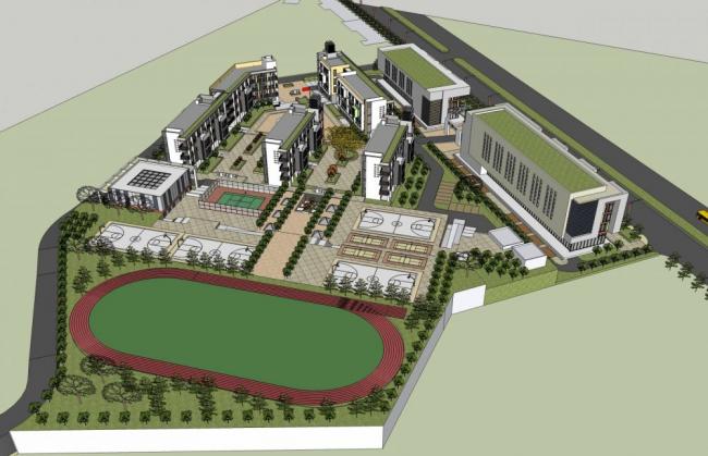 Sketchup学校模型|多层学校，现代风格，中学，教学楼，教育建筑