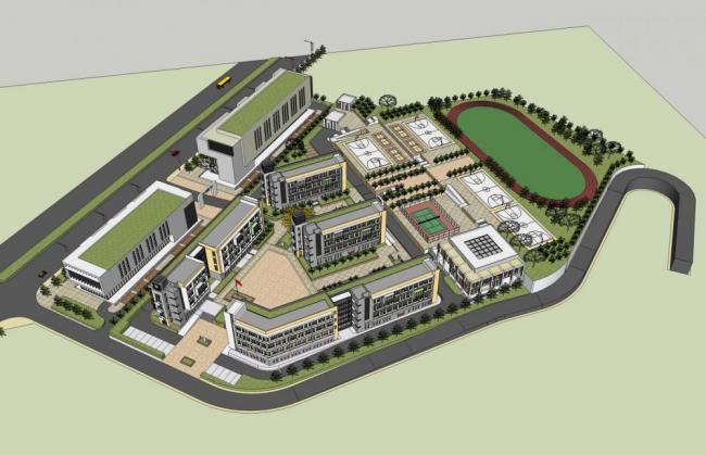 Sketchup学校模型|多层学校，现代风格，中学，教学楼，教育建筑