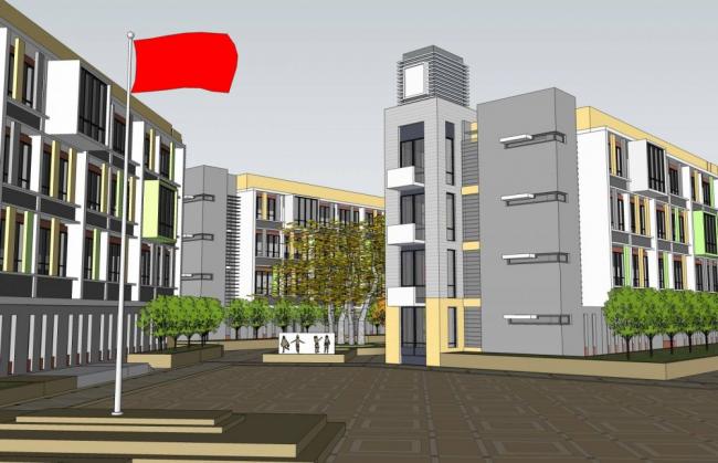 Sketchup学校模型|多层学校，现代风格，中学，教学楼，教育建筑