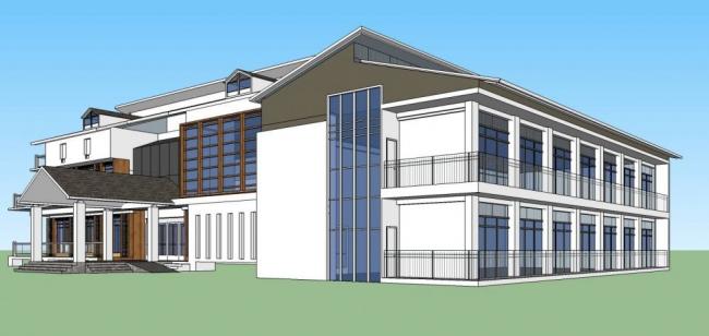 Sketchup商业模型|多层会所，新中式风格，商业建筑