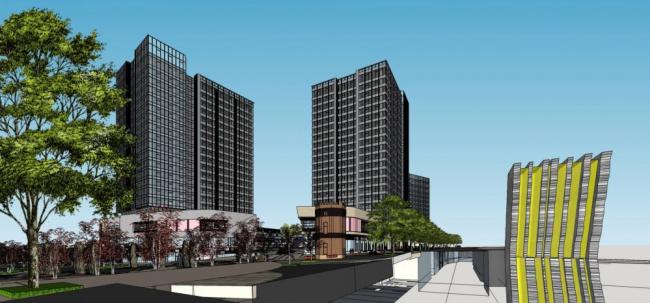 Sketchup综合体模型|高层商业综合体，现代风格，办公酒店，商业裙房