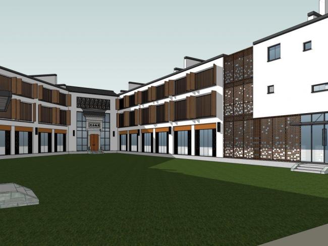 Sketchup住宅模型|多层住宅，新中式风格，居住建筑