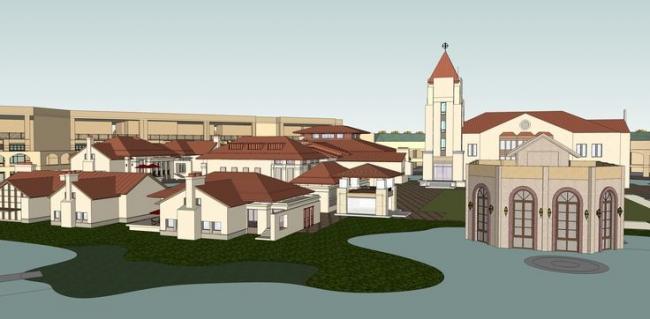 Sketchup商业模型|商业广场，多层步行街，欧式风格，古典风格