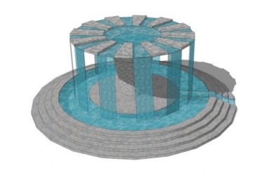 Sketchup素材模型|跌水水景，水池，喷泉，景观-BIM建筑网