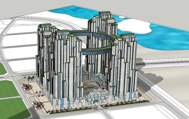 Sketchup综合体模型|超高层商业综合体，现代风格，办公酒店，住宅