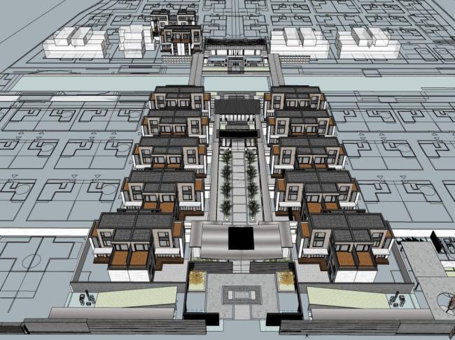 Sketchup商业模型|多层商业售楼处，中式风格