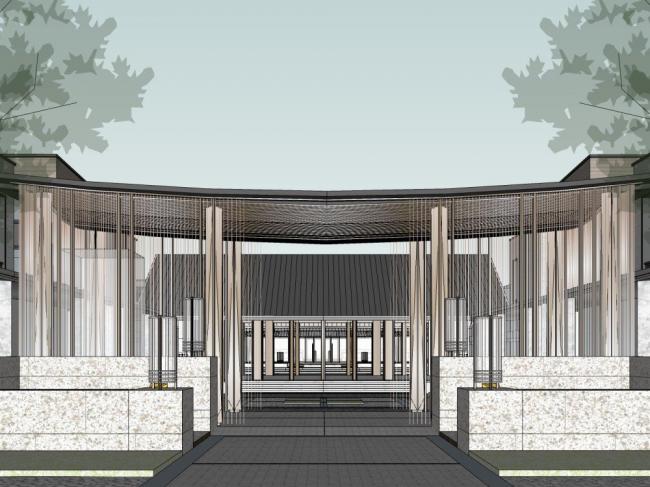 Sketchup商业模型|多层商业售楼处，中式风格