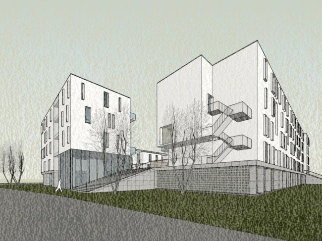 Sketchup住宅模型|多层公园住宅，现代风格，居住建筑