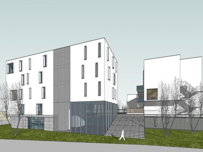 Sketchup住宅模型|多层公园住宅，现代风格，居住建筑